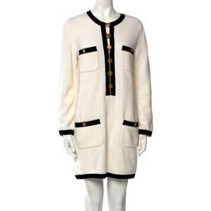Chanel 2019 Resort White and Black Terry Towelling Dress | Size 44 |